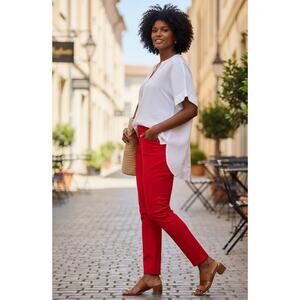 Talbots Womens 18W Red Flawless Slim AnklePants HighRise Stretch Plus Jeans #3/6